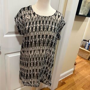 H&M Black and Cream Patterned tunic Blouse